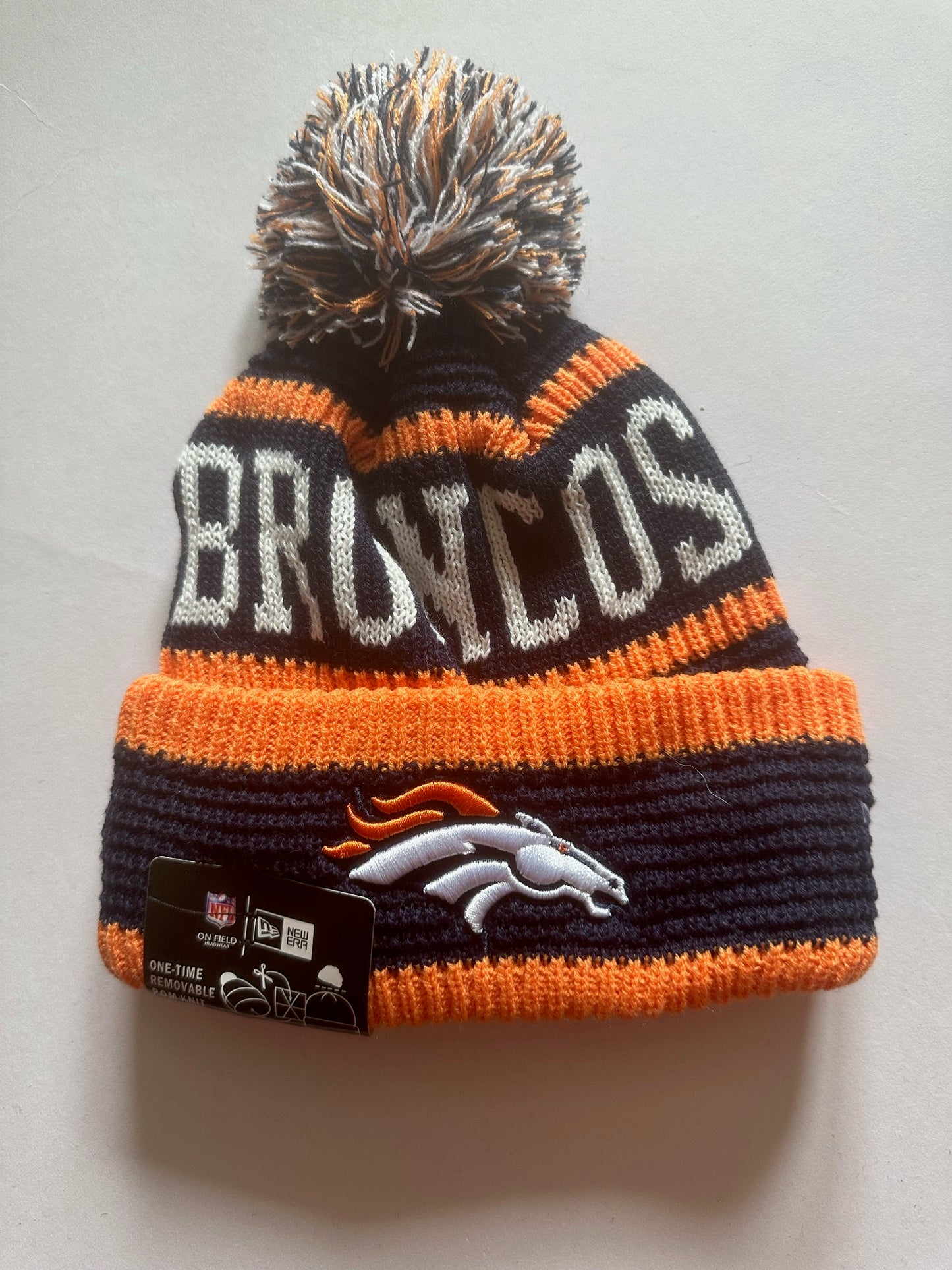 Denver Broncos NFL Bobble Beanie Multi Colour With Tags on