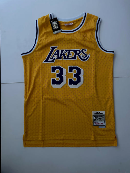 Los Angeles LA Lakers NBA Hardwood Classics Basketball Vest Large 33 Adbul-Jabbar Yellow