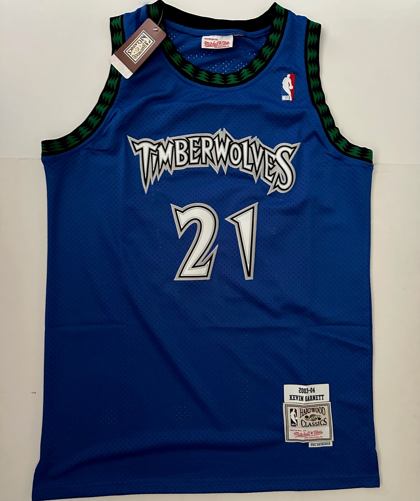 Minnesota Timberwolves NBA Hardwood Classics Basketball Vest Large Garnett 21 Blue