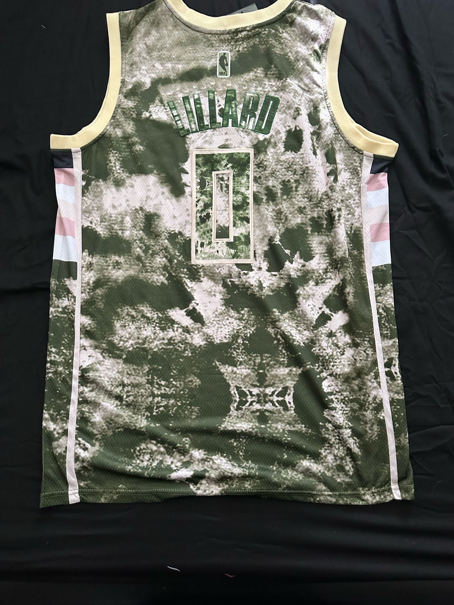 Retro Cloudy Milwaukee Bucks Lillard Basketball Vest Large Green