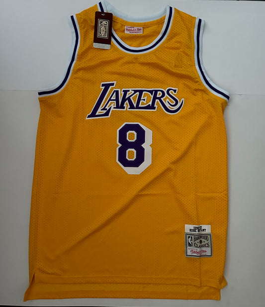 Los Angeles LA Lakers NBA Hardwood Classics Basketball Vest Large Bryant 8 Yellow