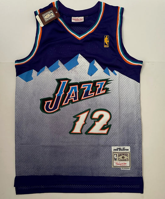 Utah Jazz NBA Hardwood Classics Basketball Vest Large Stockton 12 Purple