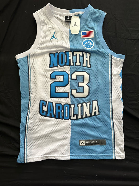 Retro 1/2& 1/2 North Carolina Tar Heels Jordan Basketball Vest Large Blue & White