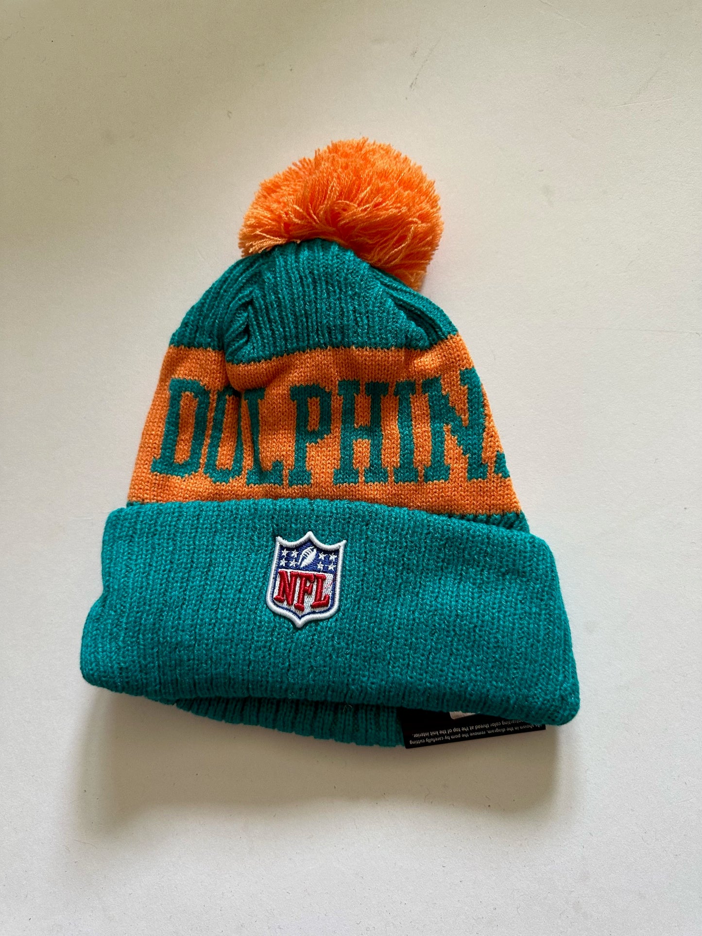 Miami Dolphins NFL Bobble Beanie Multi Colour With Tags on