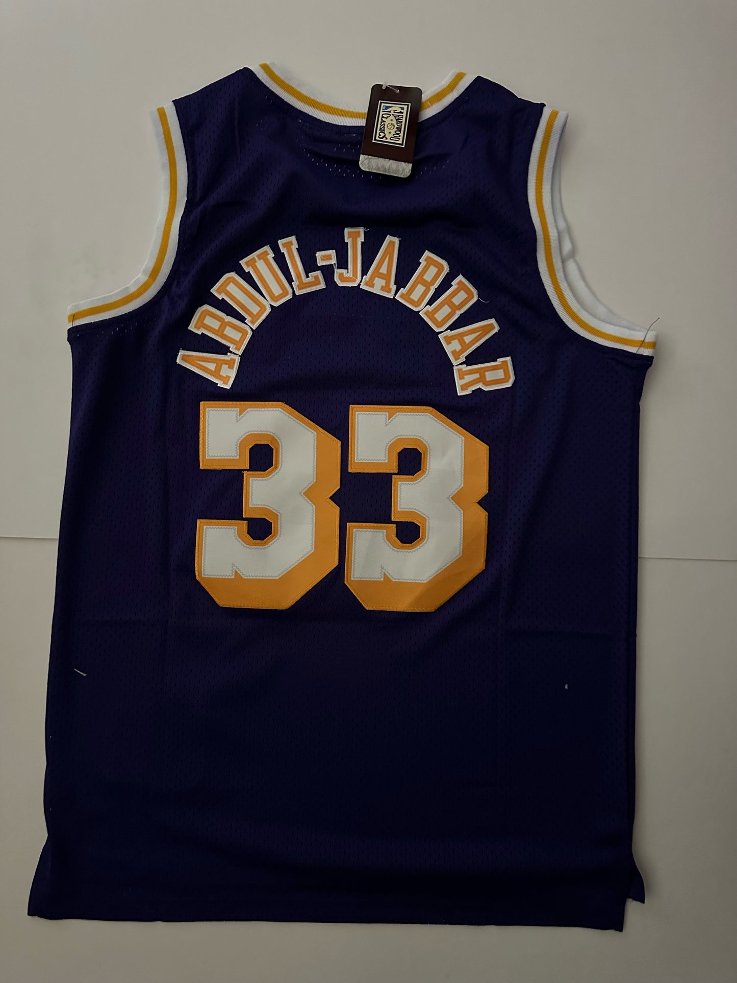 Los Angeles LA Lakers NBA Hardwood Classics Basketball Vest Large 33 Abdul-Jabbar Purple