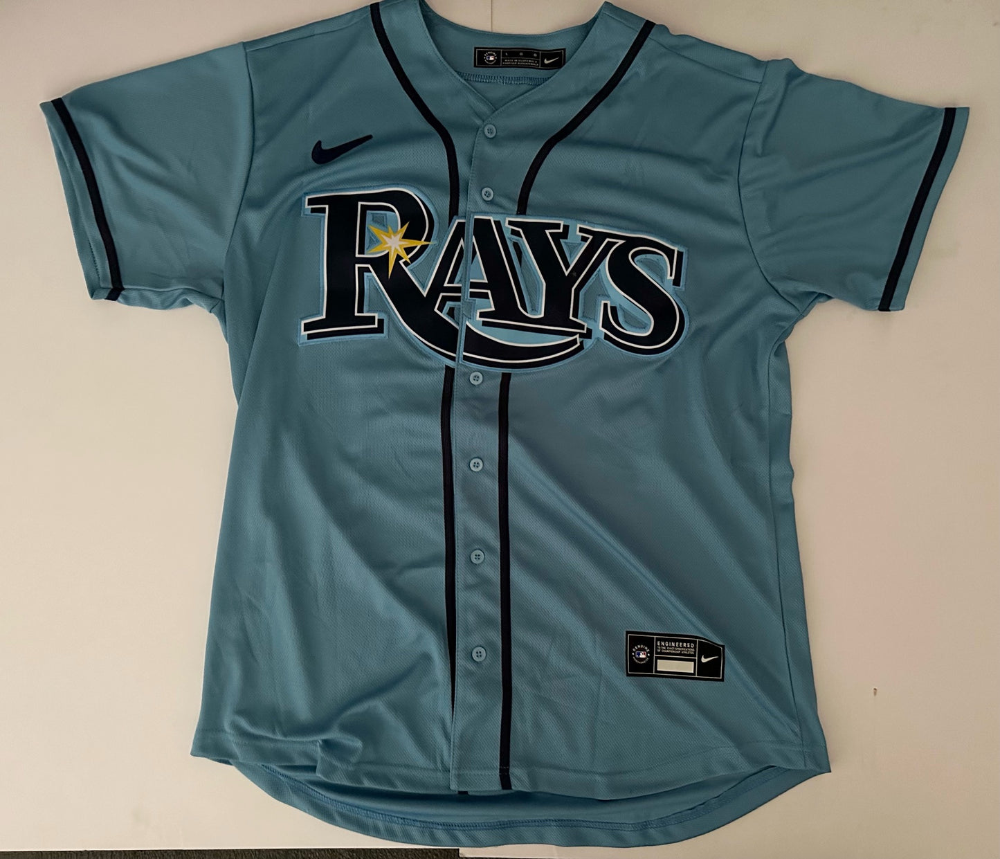 Tampa Bay Rays MLB Baseball Shirt Large Kiermaier 39 Blue