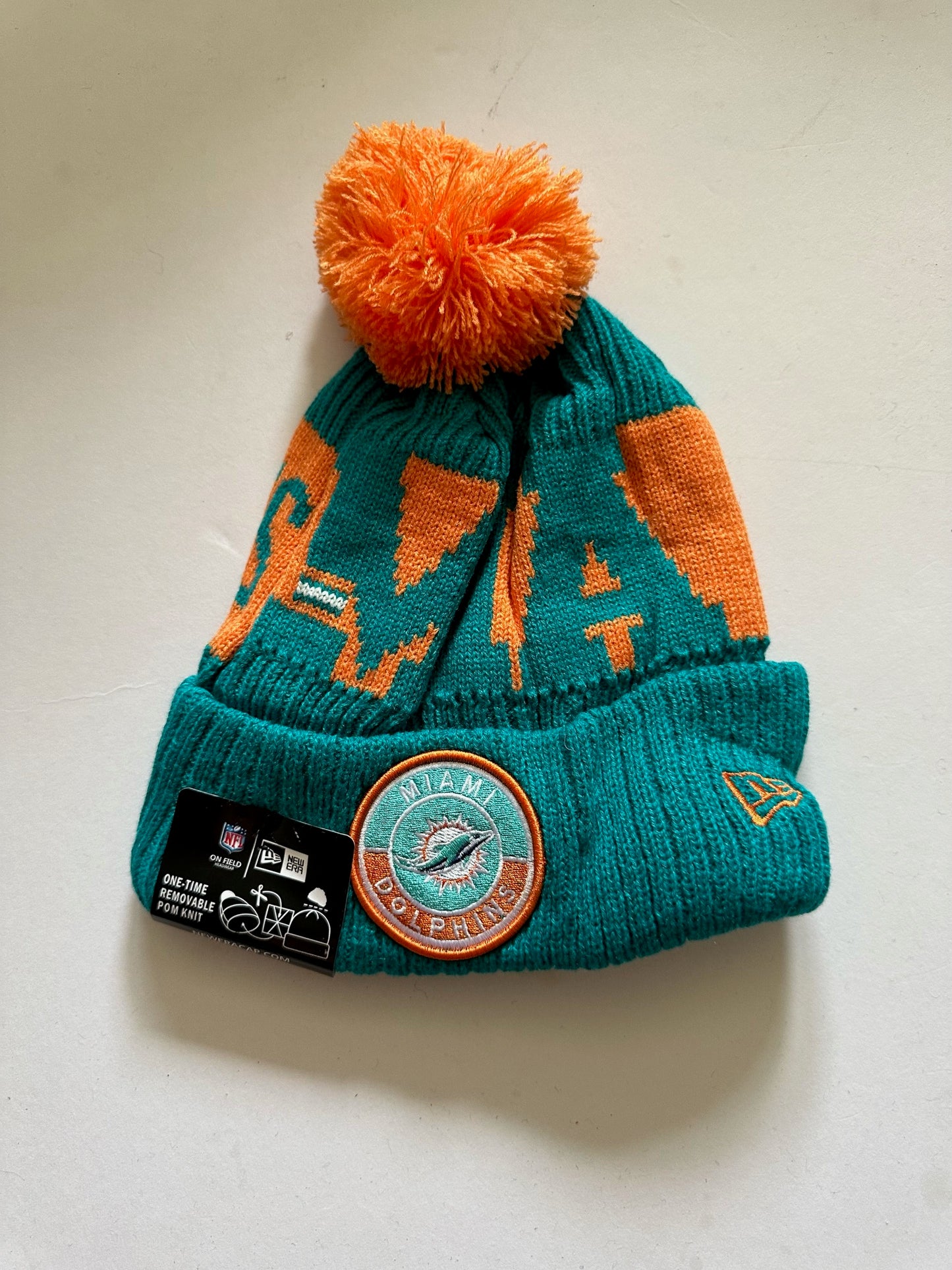 Miami Dolphins NFL Bobble Beanie Multi Colour With Tags on