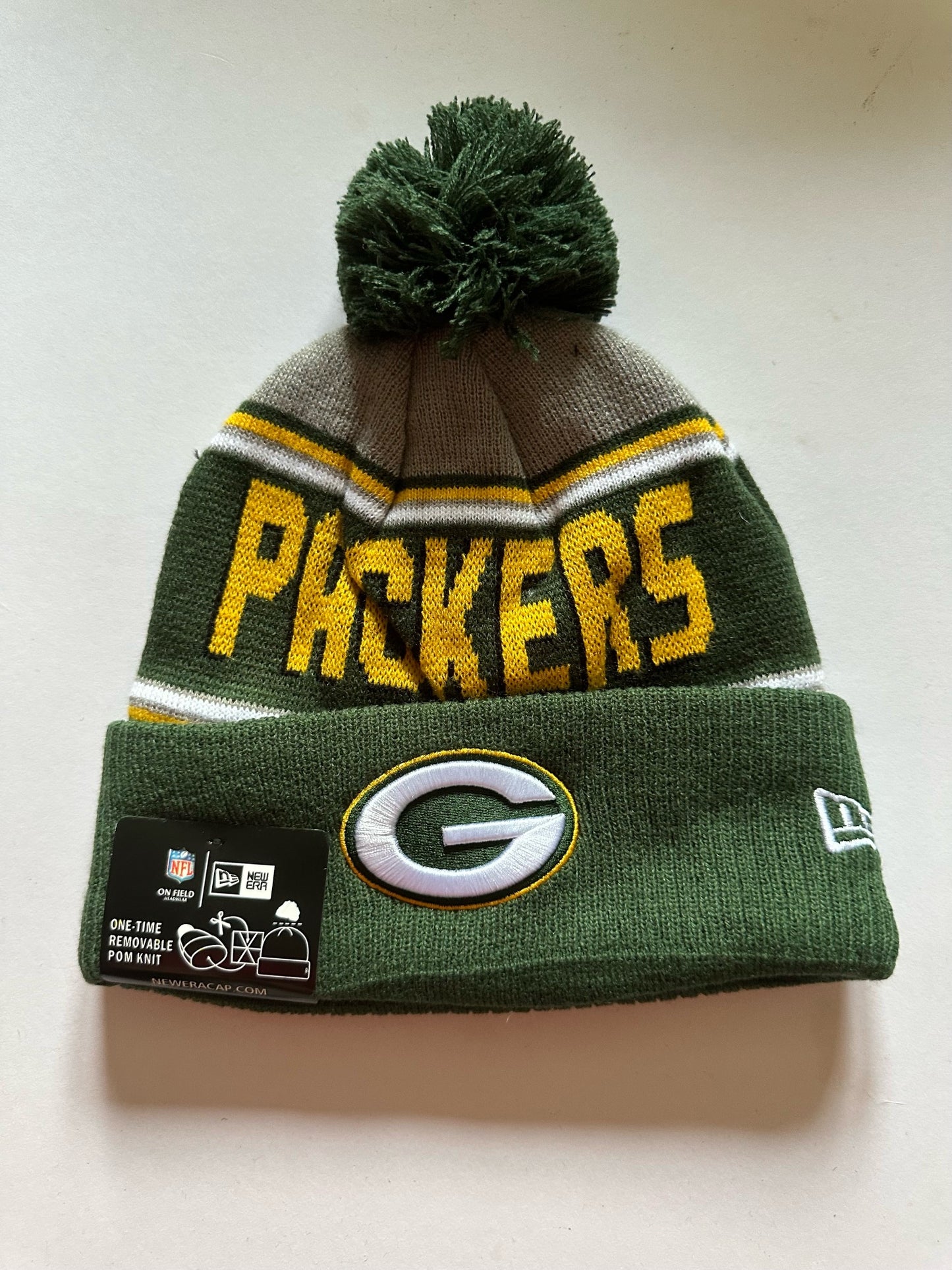 Green Bay Packers NFL Bobble Beanie Multi Colour With Tags on