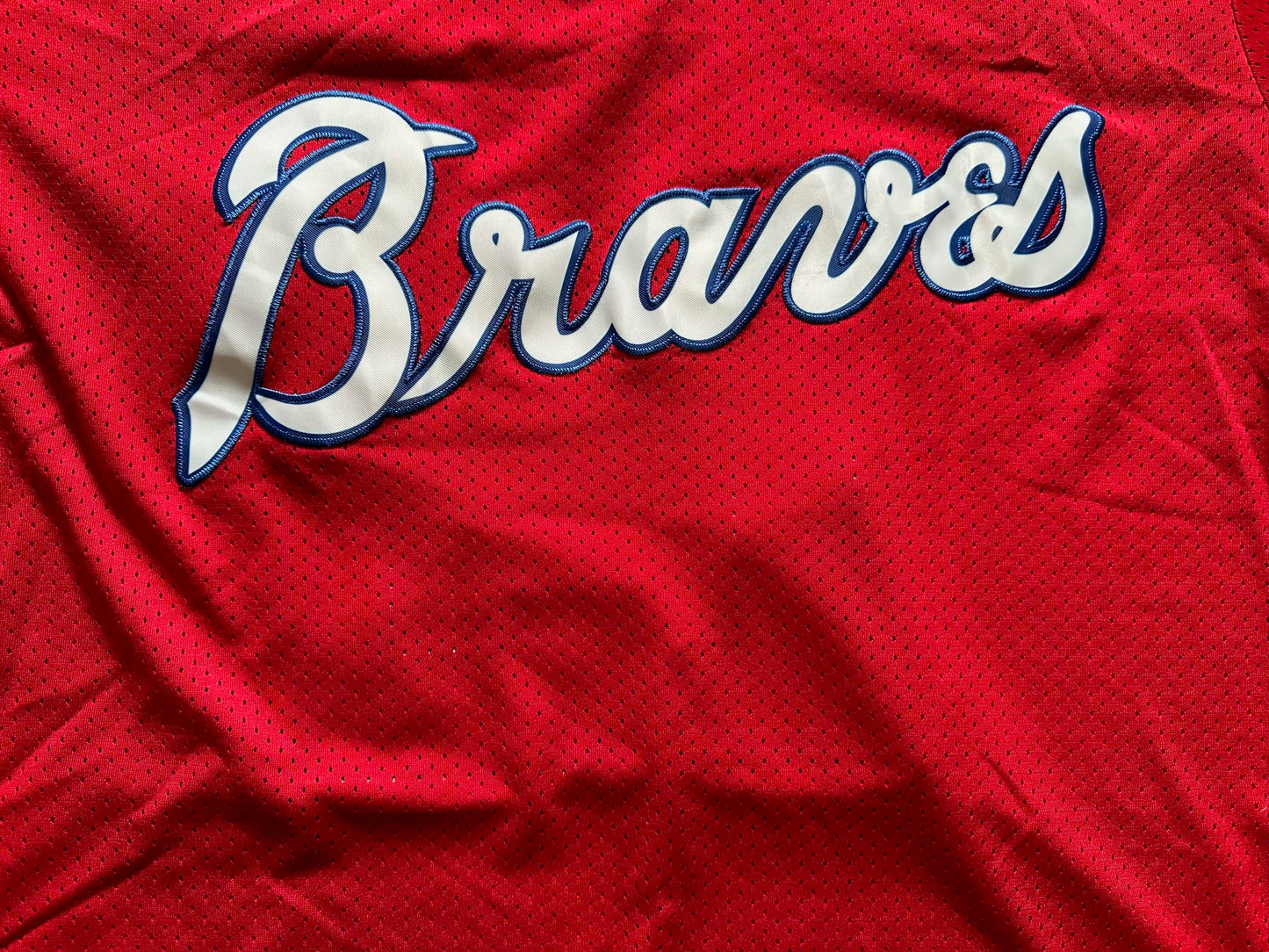 Atlanta Braves Retro MLB Baseball Shirt Large Acuna Jr 13 Red