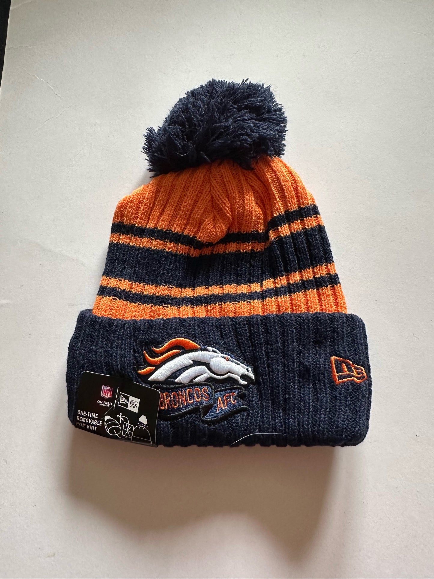 Denver Broncos NFL Bobble Beanie Multi Colour With Tags on
