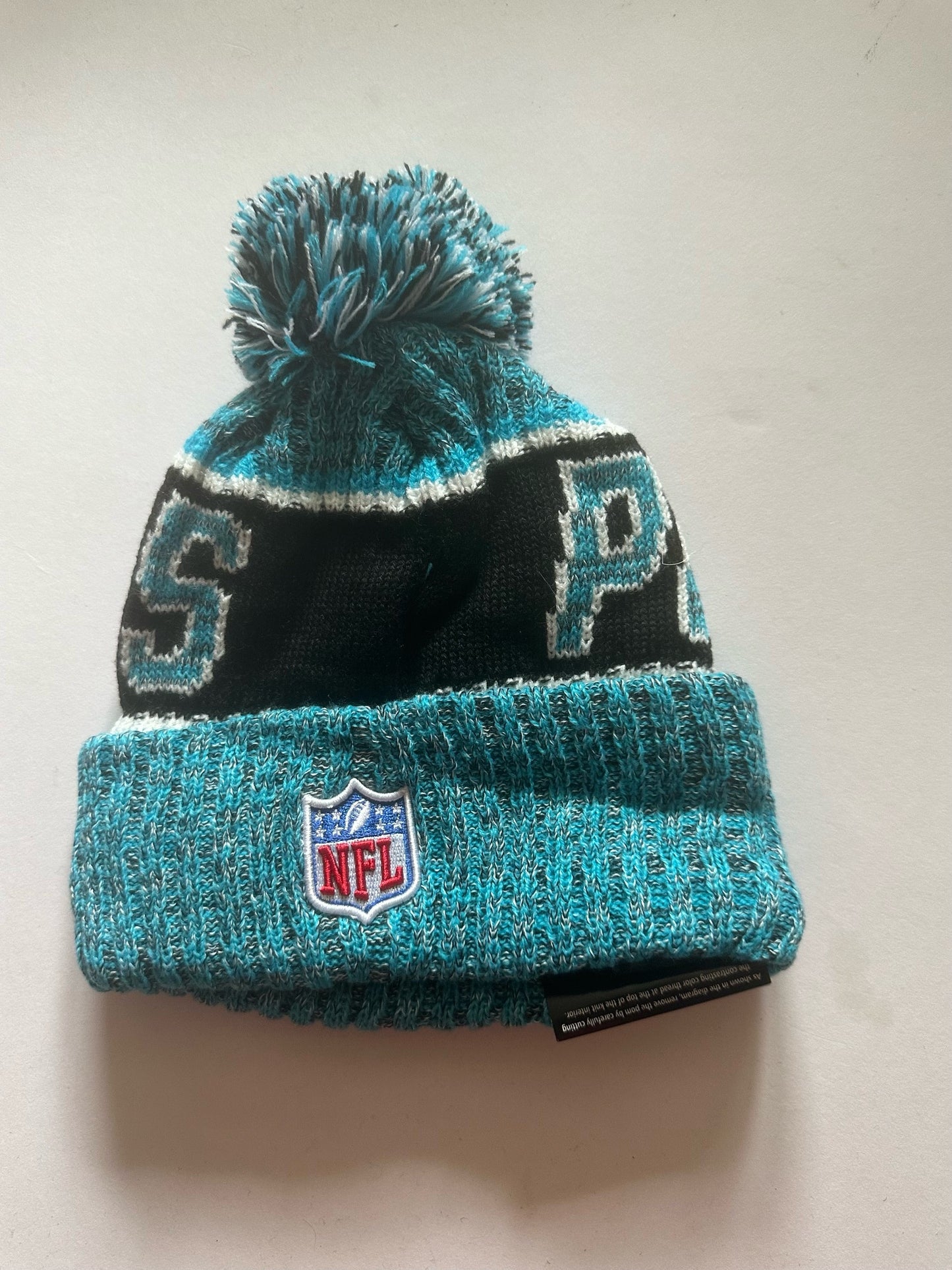 Carolina Panthers NFL Bobble Beanie Multi Colour With Tags on