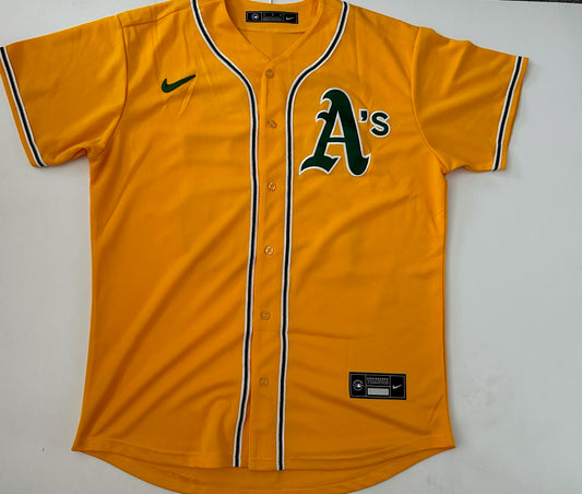 Oakland A's Athletics MLB Baseball Shirt Large McGwire 25 Yellow