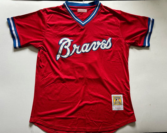 Atlanta Braves Retro MLB Baseball Shirt Large Acuna Jr 13 Red