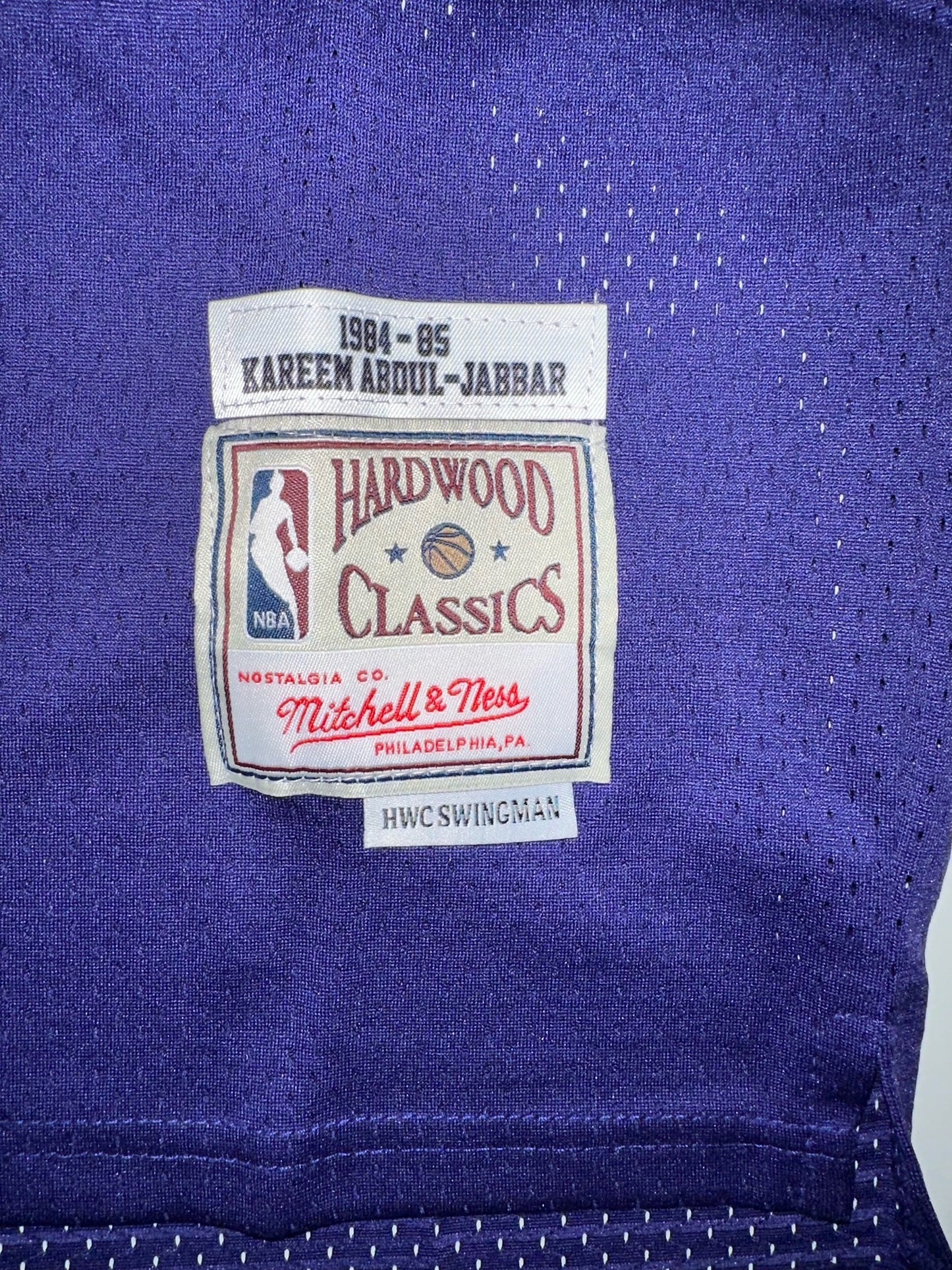 Los Angeles LA Lakers NBA Hardwood Classics Basketball Vest Large 33 Abdul-Jabbar Purple