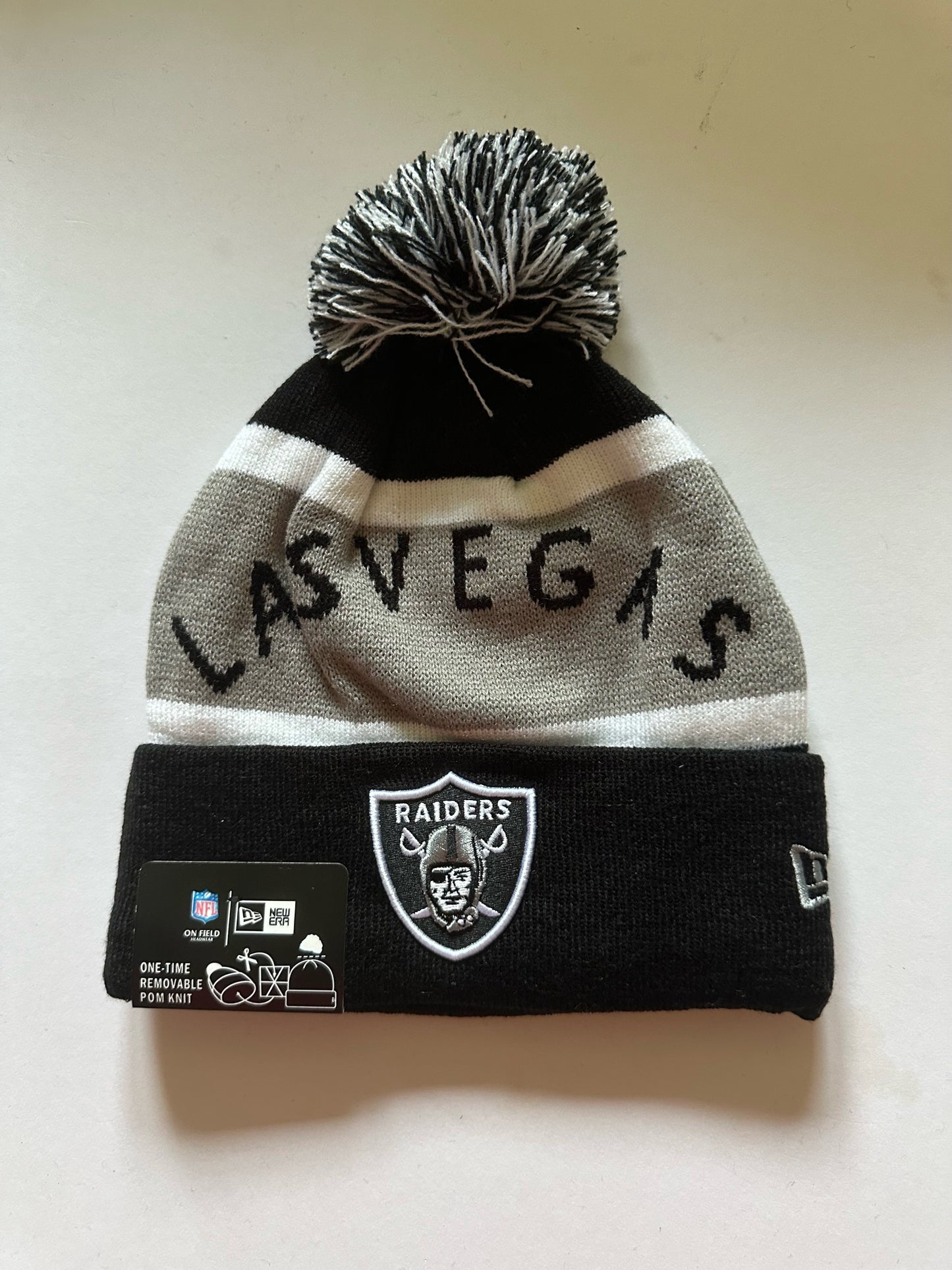 Las Vegas Raiders NFL Bobble Beanie Multi Colour With Tags on