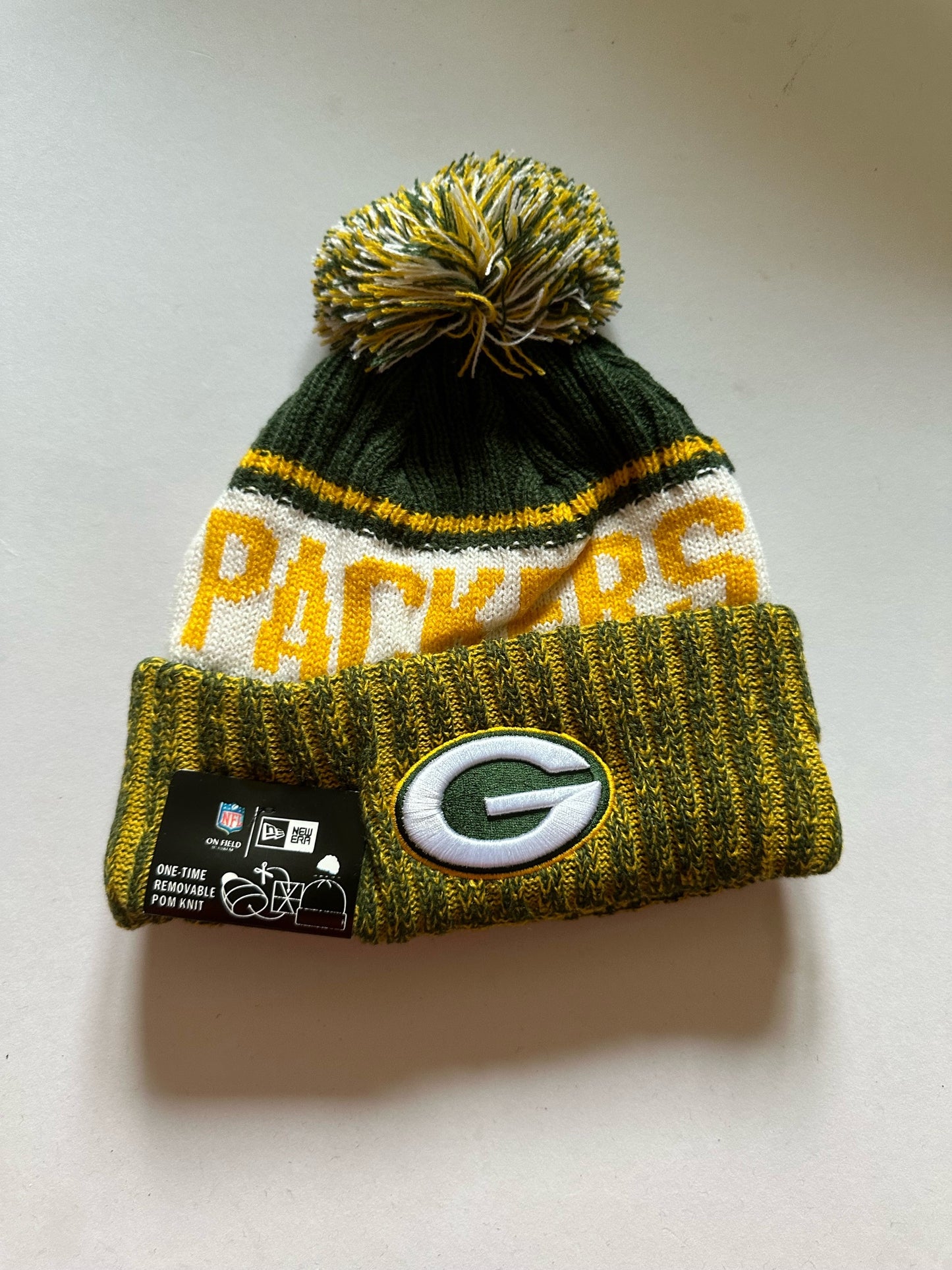 Green Bay Packers NFL Bobble Beanie Multi Colour With Tags on