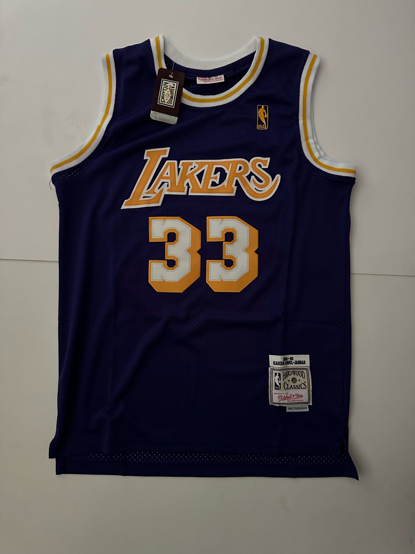 Los Angeles LA Lakers NBA Hardwood Classics Basketball Vest Large 33 Abdul-Jabbar Purple