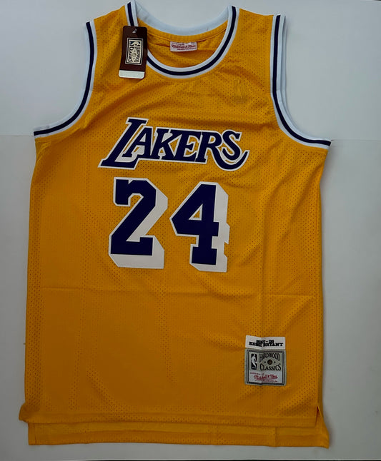 Los Angeles LA Lakers NBA Hardwood Classics Basketball Vest Large Bryant 24 Yellow