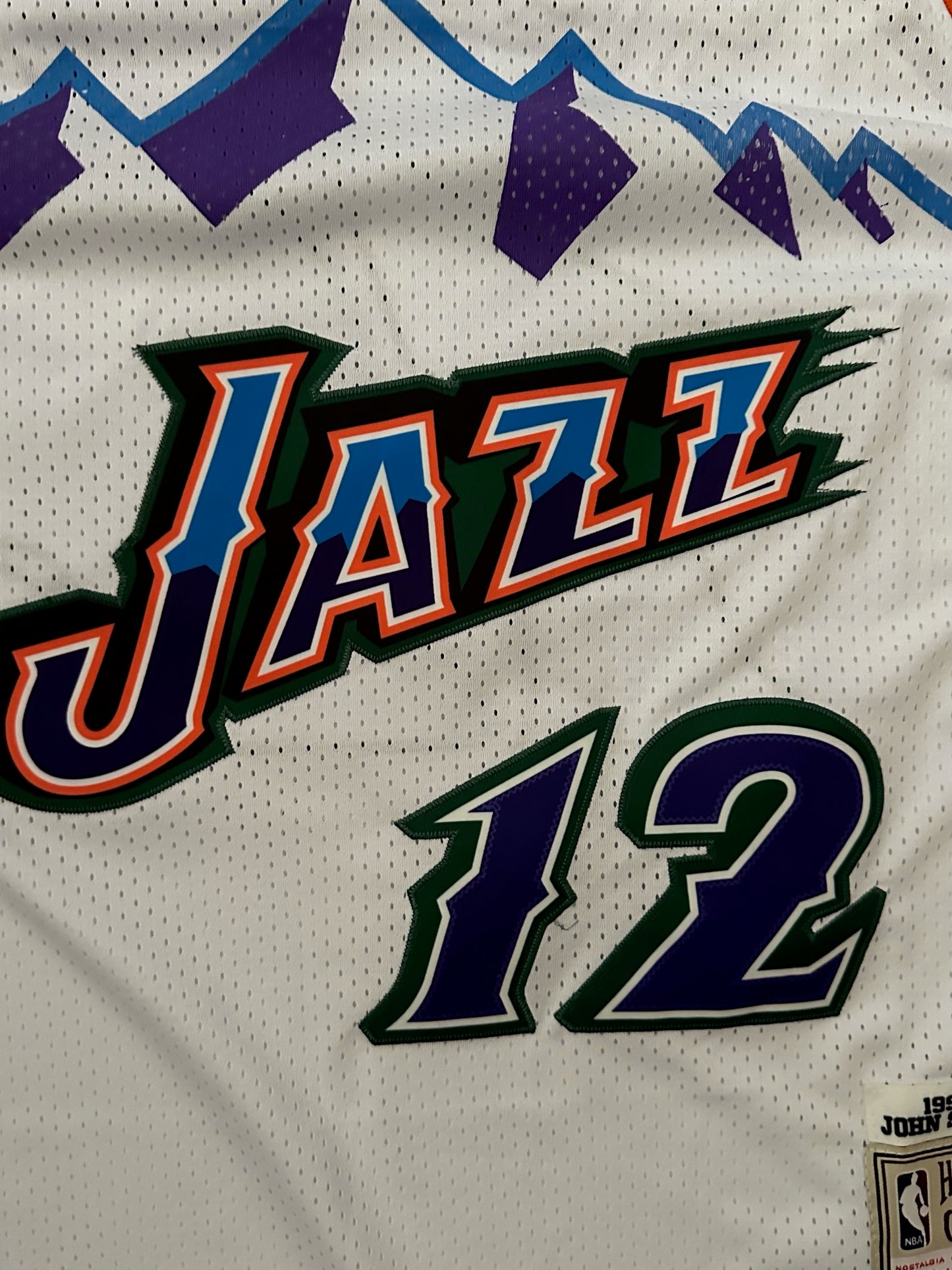 Utah Jazz NBA Hardwood Classics Basketball Vest Large Stockton 12 White