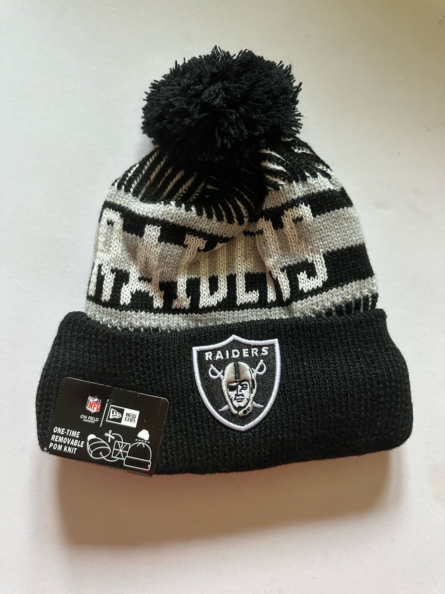 Las Vegas Raiders NFL Bobble Beanie Multi Colour With Tags on