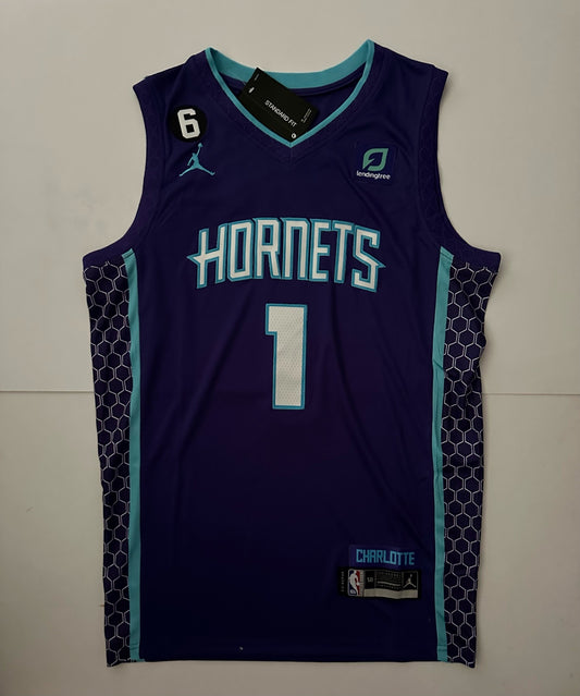 Charlotte Hornets NBA Basketball Vest Large Ball 1 Purple