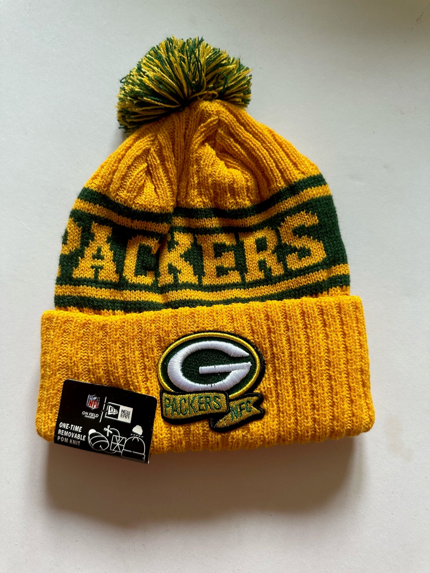 Green Bay Packers NFL Bobble Beanie Multi Colour With Tags on
