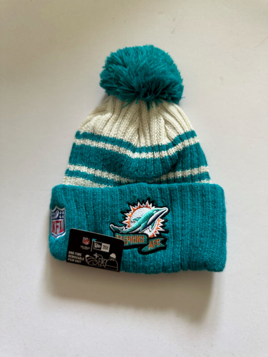 Miami Dolphins NFL Bobble Beanie Multi Colour With Tags on
