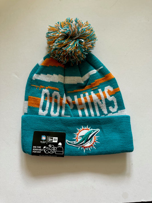 Miami Dolphins NFL Bobble Beanie Multi Colour With Tags on