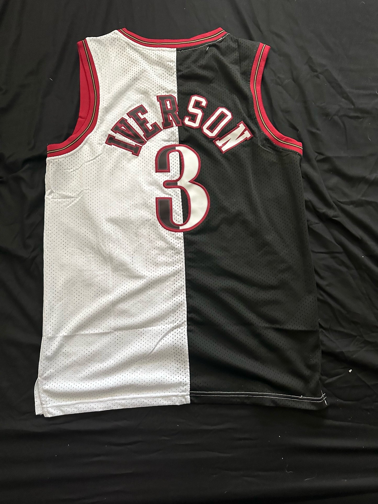 Retro 1/2& 1/2 Philadelphia 76ers Iverson Basketball Vest Large Black & White