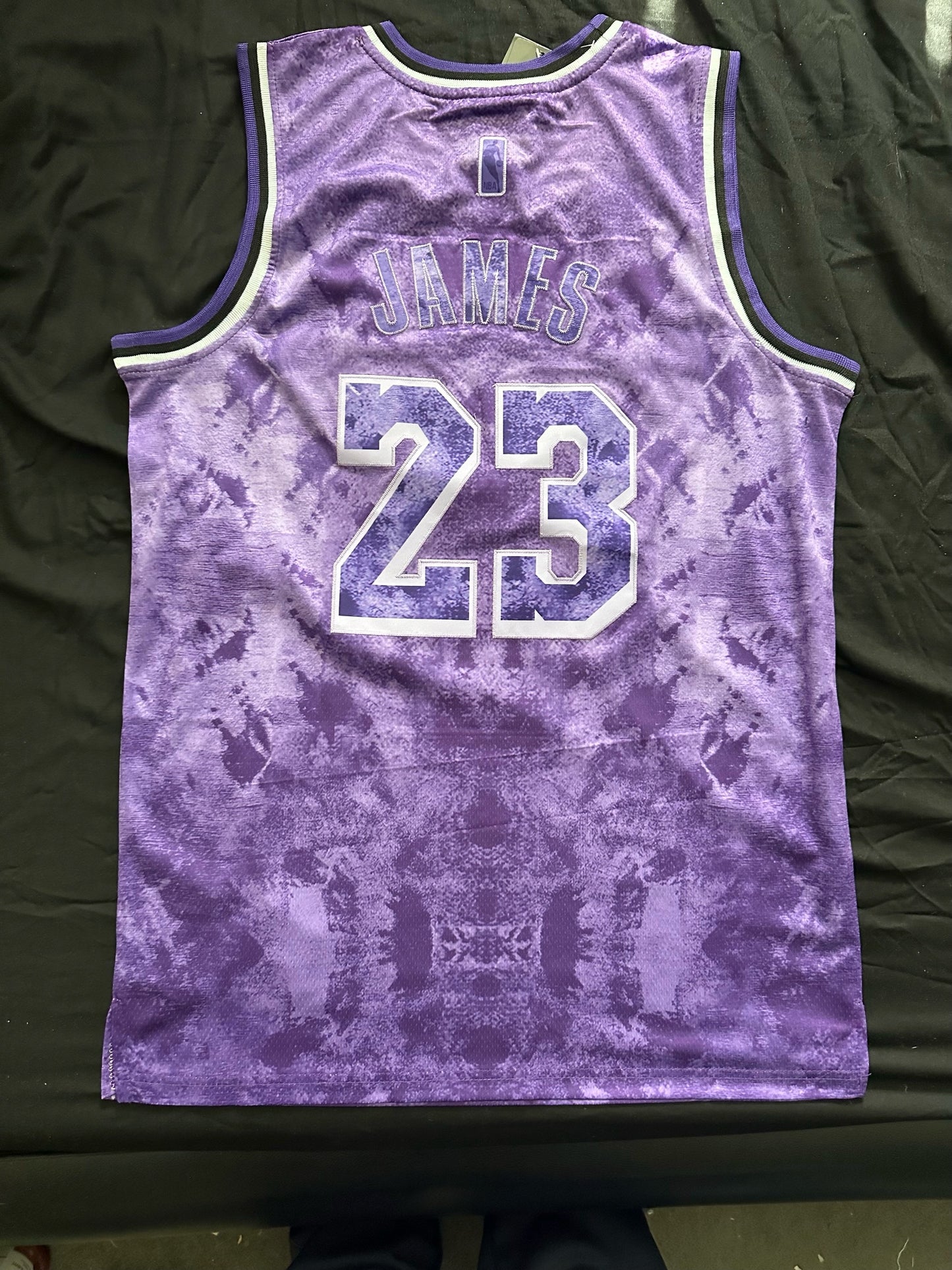 Retro Cloudy Los Angeles Lakers James Basketball Vest Large Purple