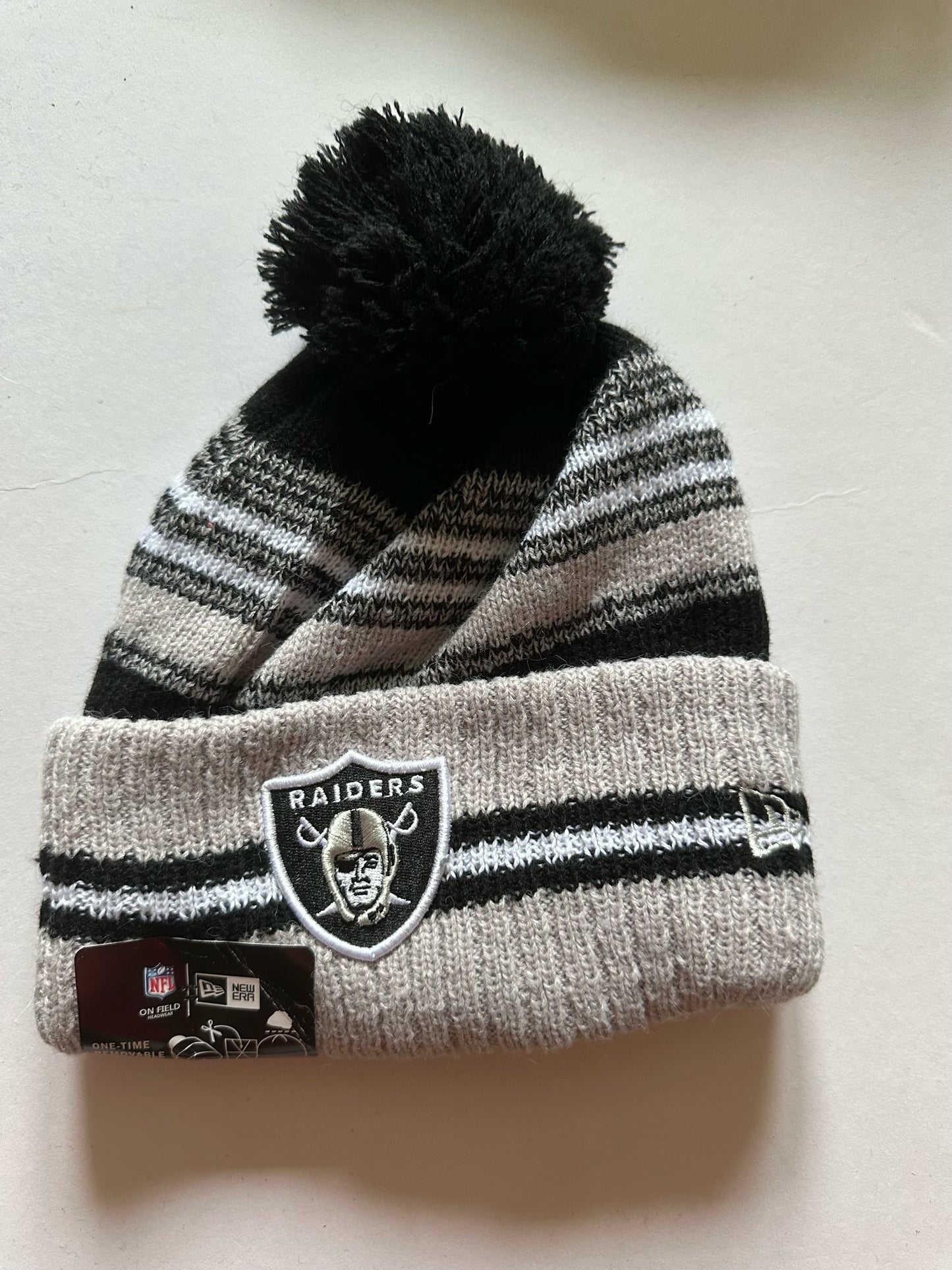 Las Vegas Raiders NFL Bobble Beanie Multi Colour With Tags on