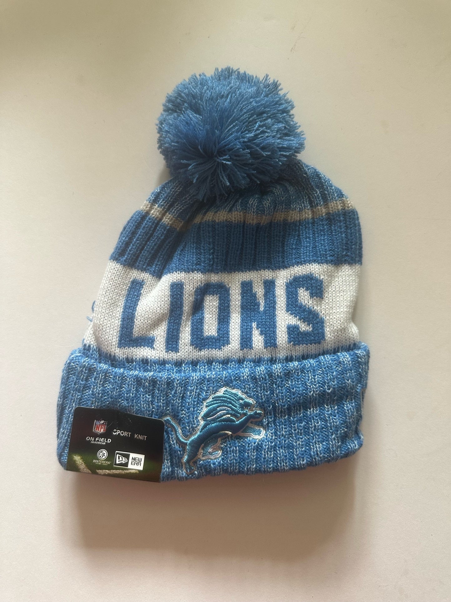 Detroit Lions NFL Bobble Beanie Multi Colour With Tags on