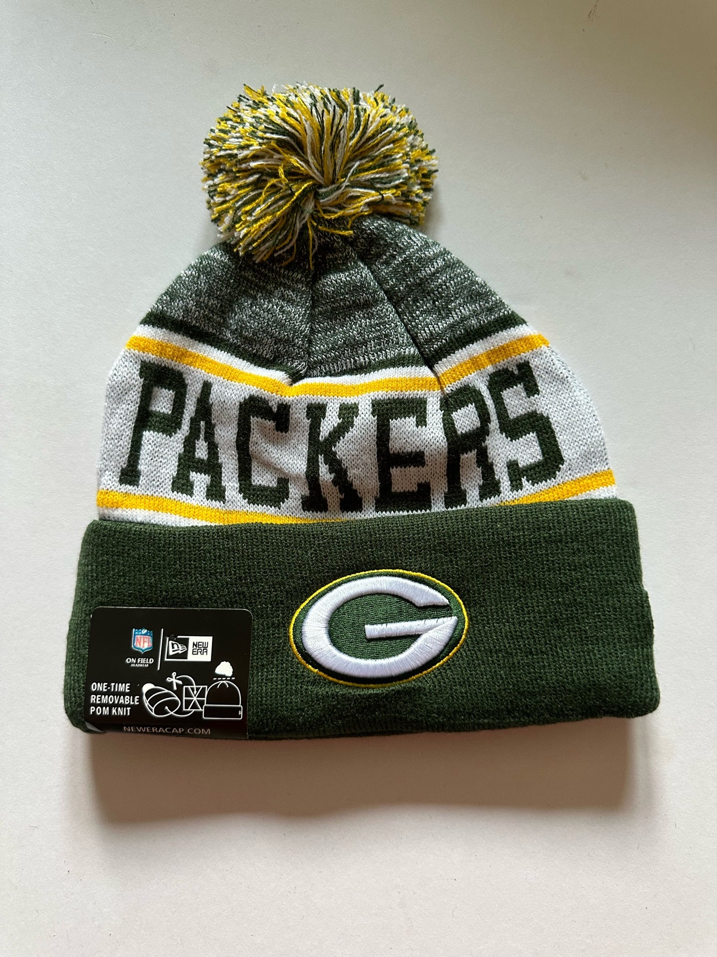 Green Bay Packers NFL Bobble Beanie Multi Colour With Tags on
