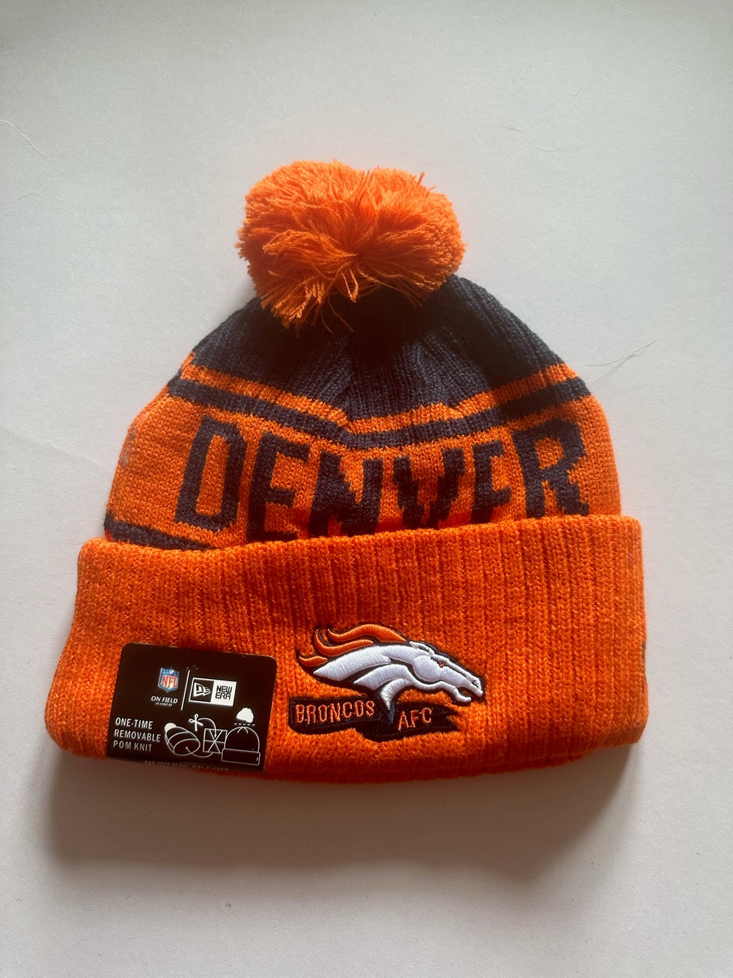 Denver Broncos NFL Bobble Beanie Multi Colour With Tags on