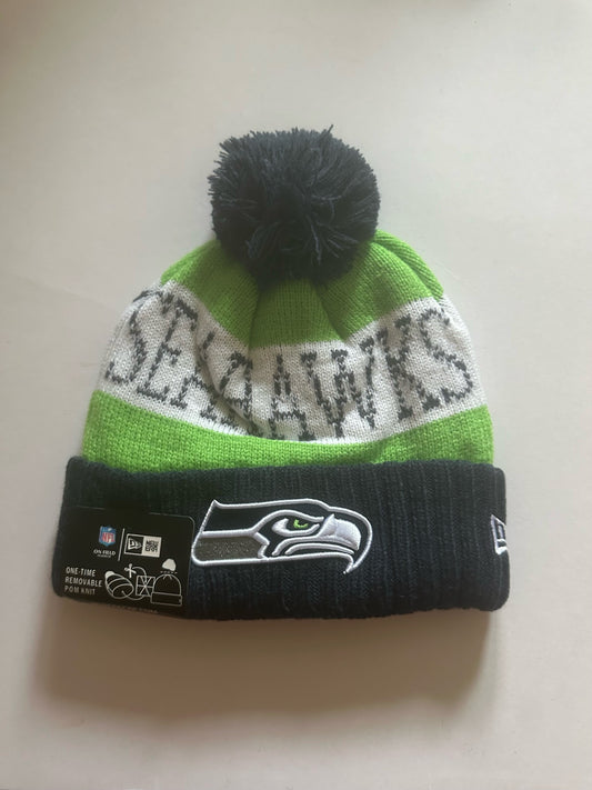 Seattle Seahawks NFL Bobble Beanie Multi Colour With Tags on