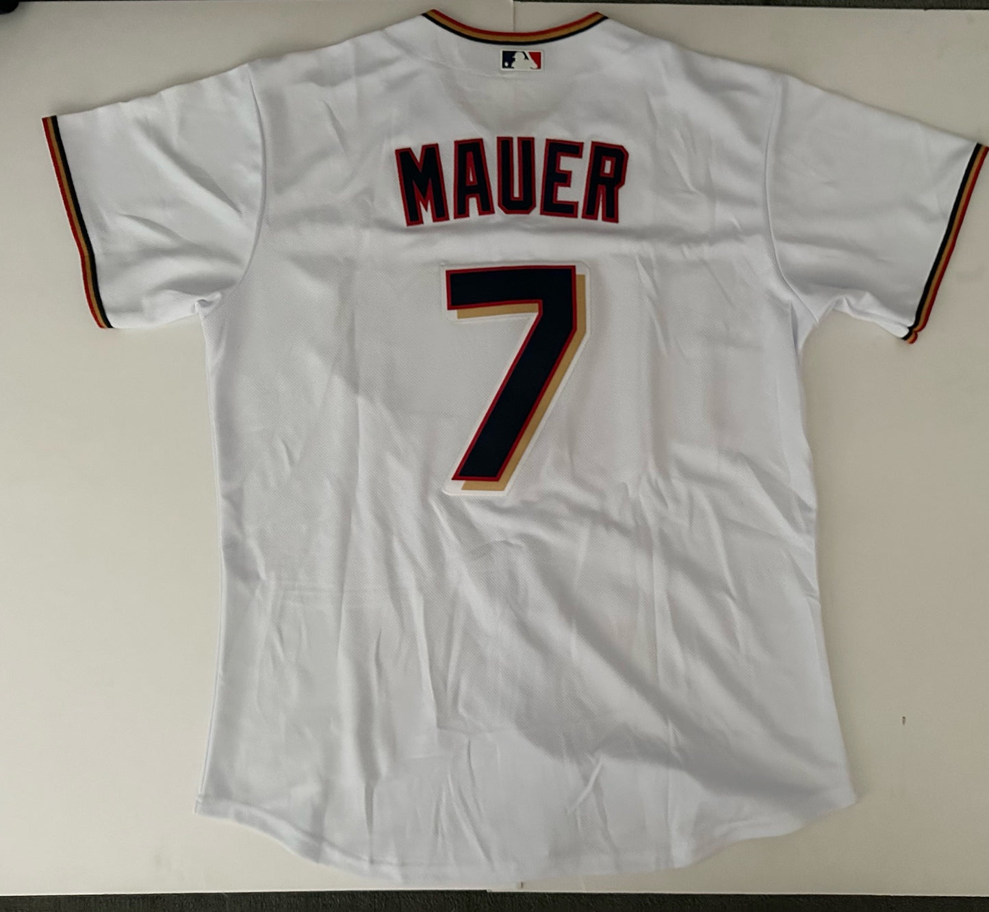 Minnesota Twins MLB Baseball Shirt Large Mauer 7 White