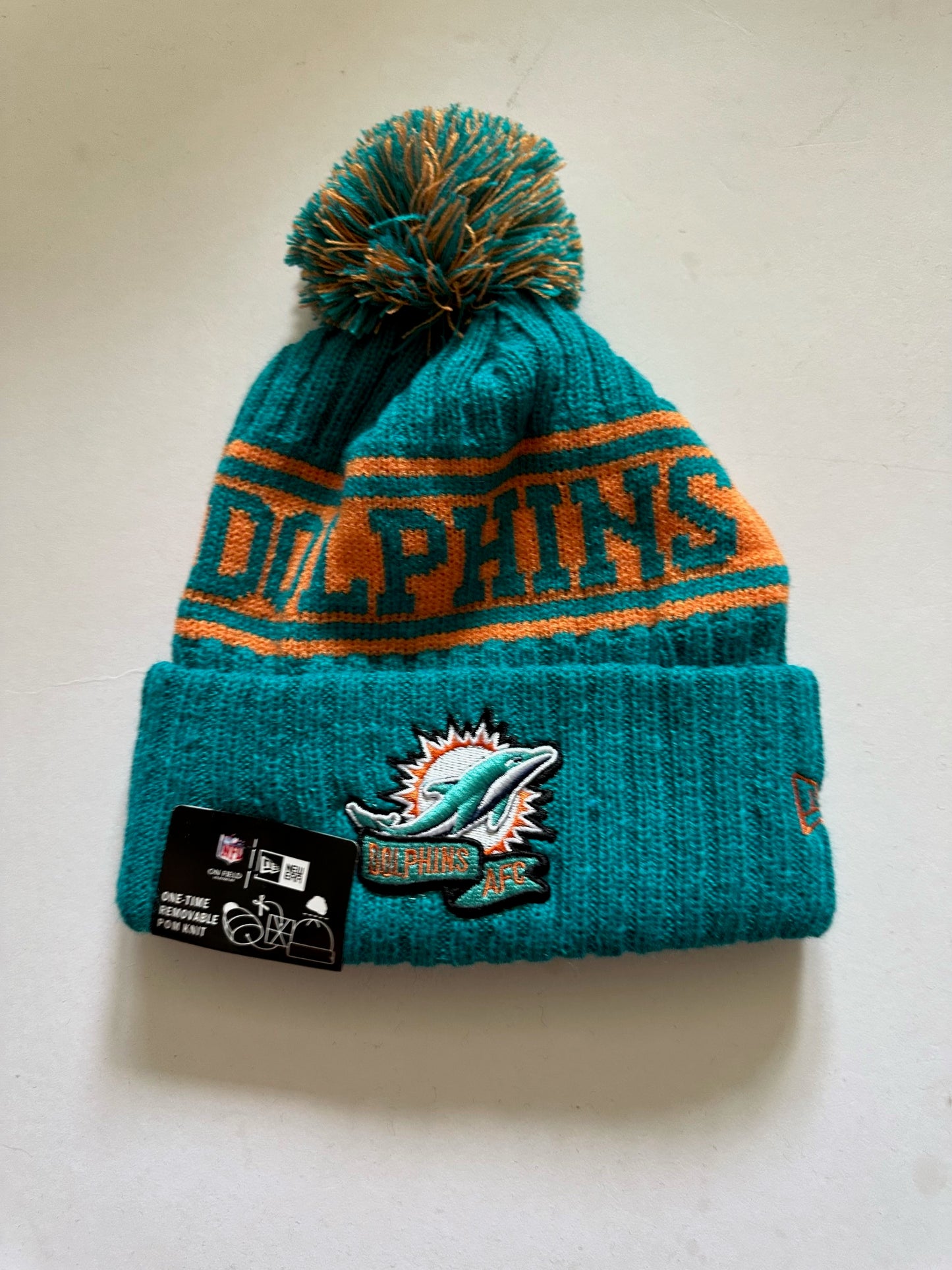 Miami Dolphins NFL Bobble Beanie Multi Colour With Tags on