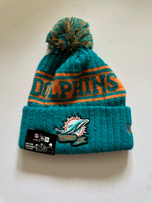 Miami Dolphins NFL Bobble Beanie Multi Colour With Tags on