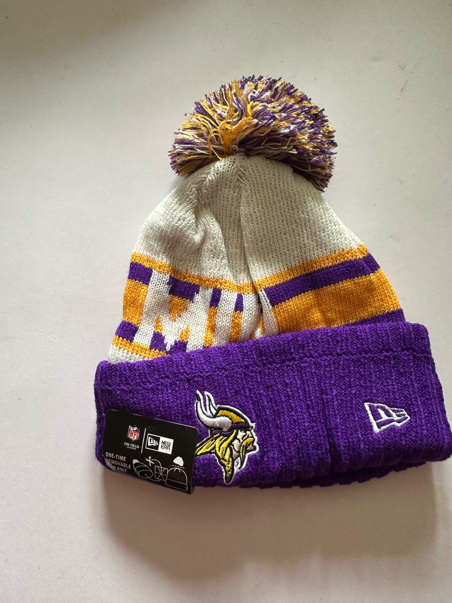 Minnesota Vikings NFL Bobble Beanie Multi Colour With Tags on