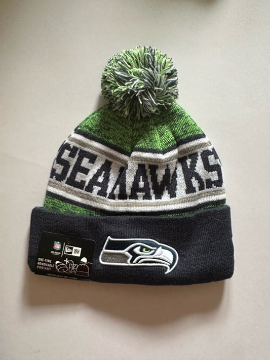 Seattle Seahawks NFL Bobble Beanie Multi Colour With Tags on