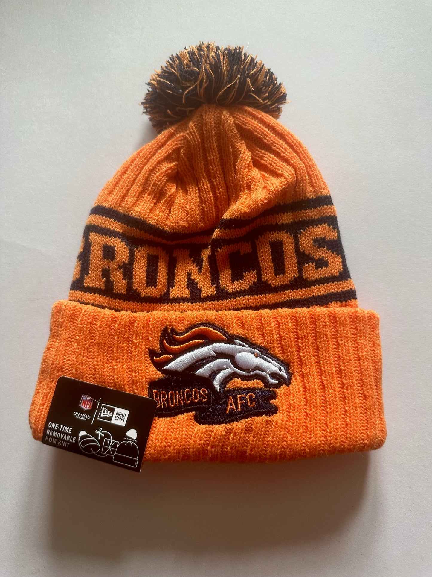 Denver Broncos NFL Bobble Beanie Multi Colour With Tags on