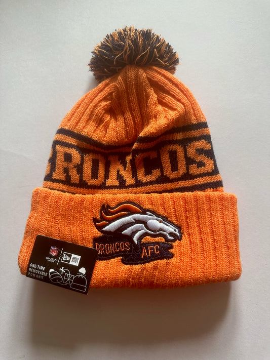 Denver Broncos NFL Bobble Beanie Multi Colour With Tags on