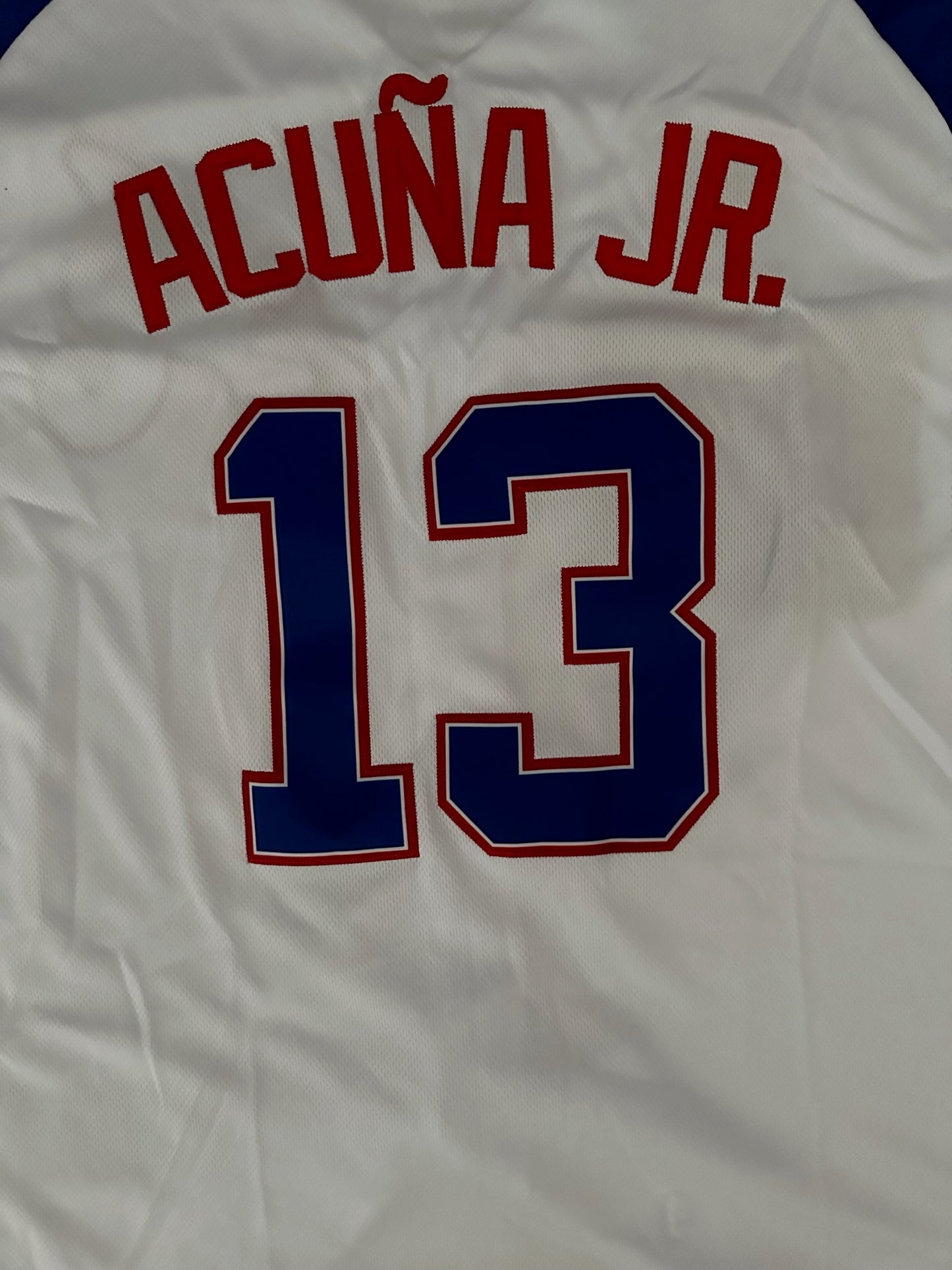 Atlanta Braves MLB Baseball Shirt Large Acuna Jr 13 White