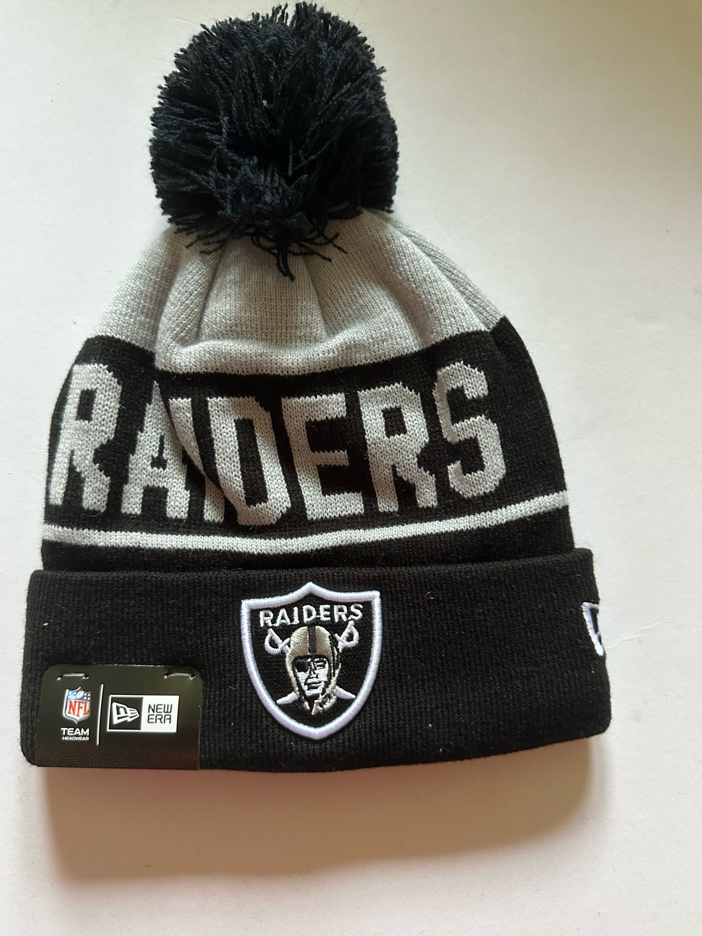 Las Vegas Raiders NFL Bobble Beanie Multi Colour With Tags on