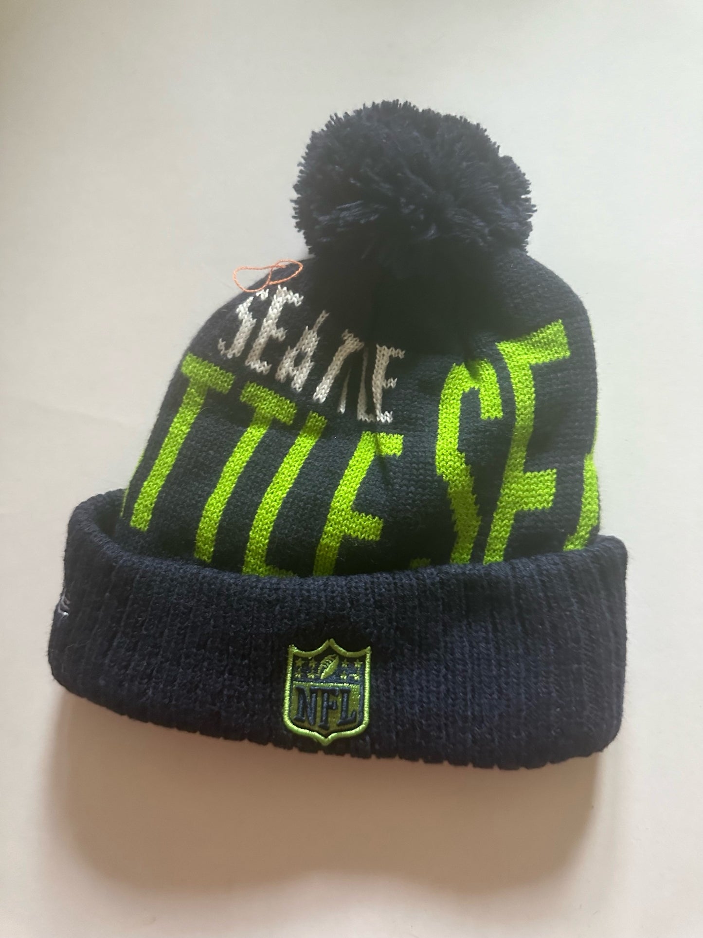 Seattle Seahawks NFL Bobble Beanie Multi Colour With Tags on