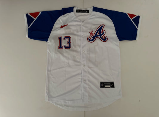 Atlanta Braves MLB Baseball Shirt Large Acuna Jr 13 White