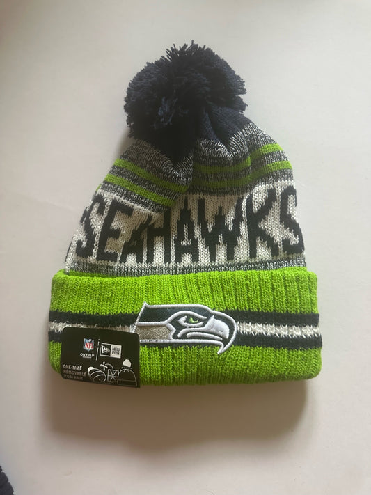 Seattle Seahawks NFL Bobble Beanie Multi Colour With Tags on