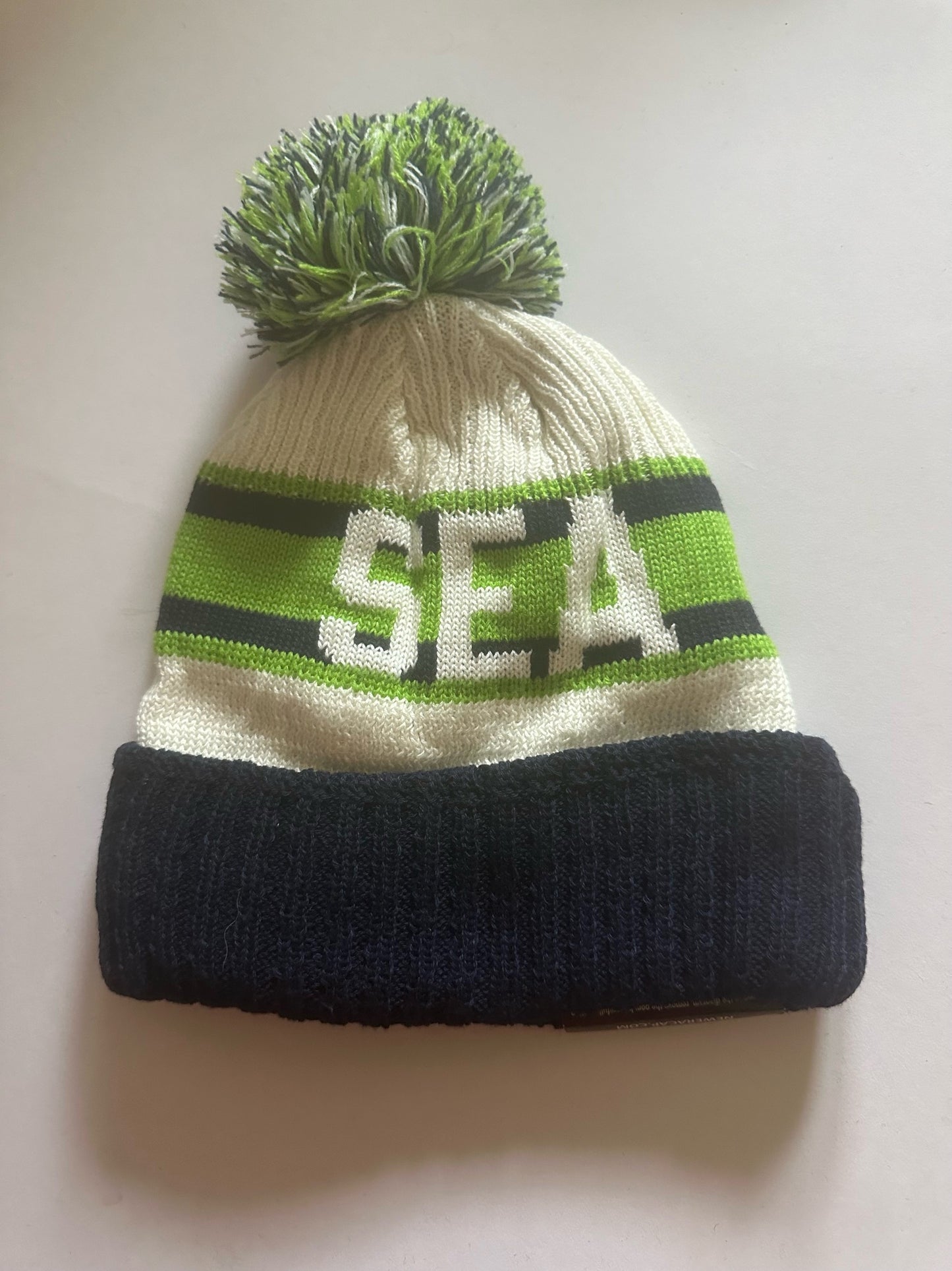 Seattle Seahawks NFL Bobble Beanie Multi Colour With Tags on