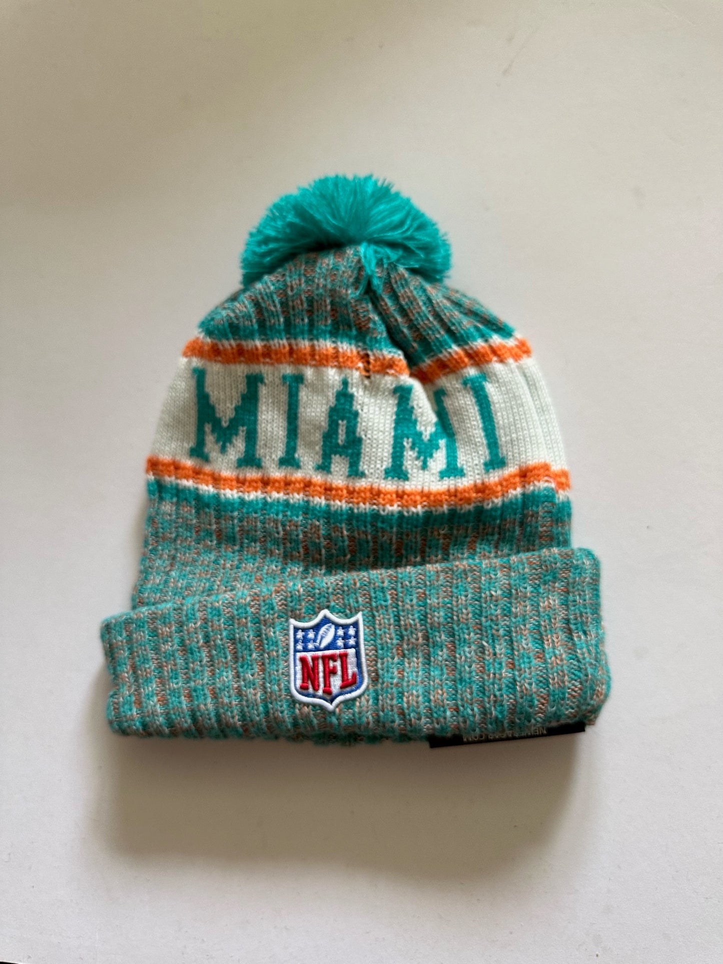 Miami Dolphins NFL Bobble Beanie Multi Colour With Tags on