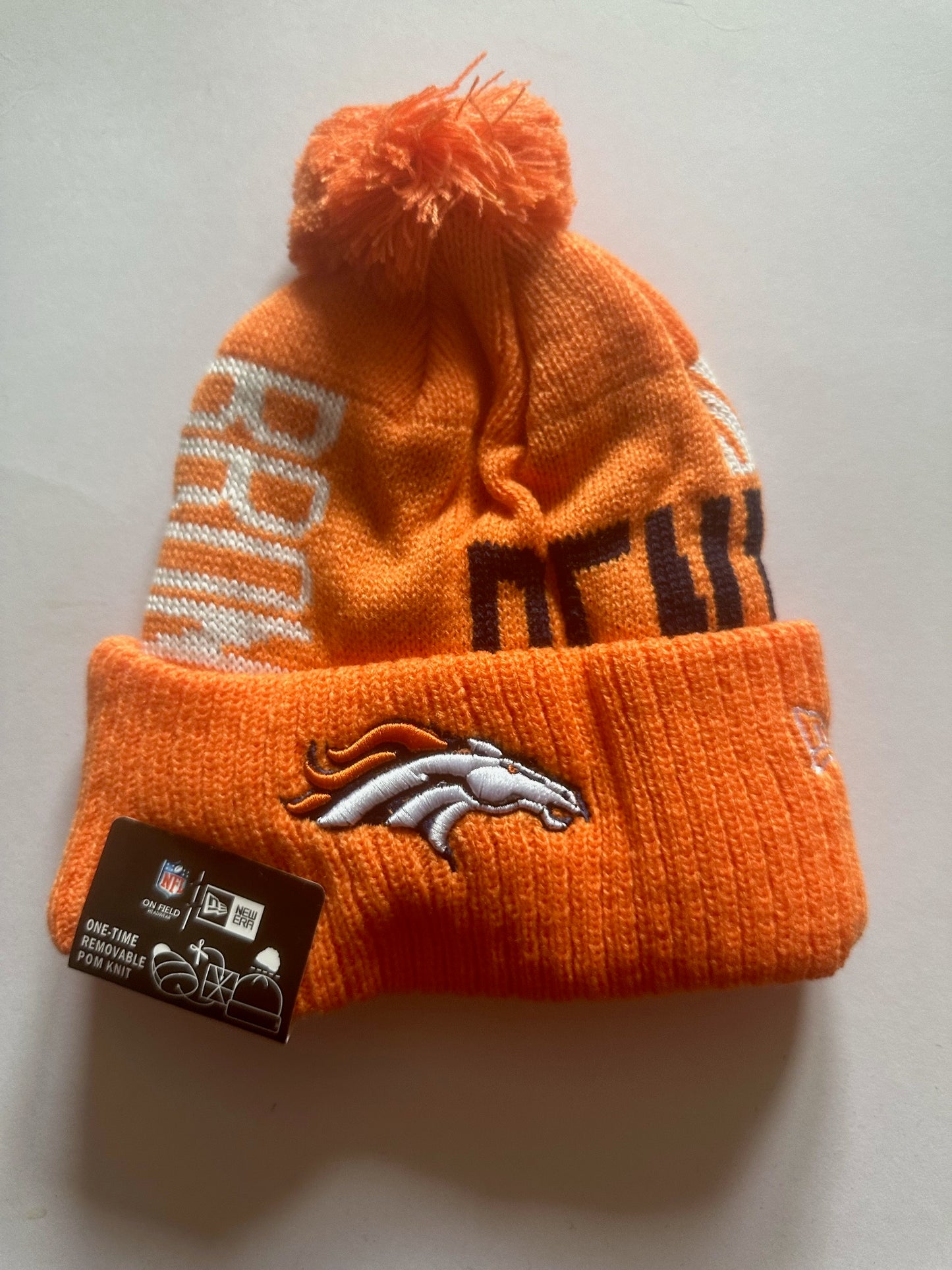 Denver Broncos NFL Bobble Beanie Multi Colour With Tags on